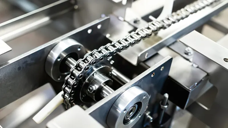 Small-pitch chain drive on a packaging machine