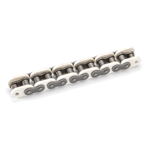Non-marking chain with plastic rollers