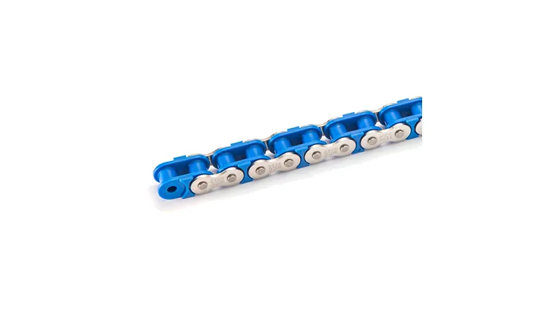 Poly-steel food-grade chain with plastic inner links