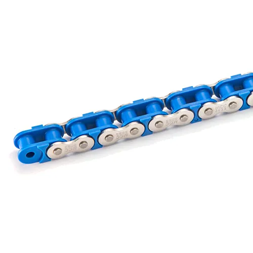 Poly-steel chain with food-grade blue plastic inner links