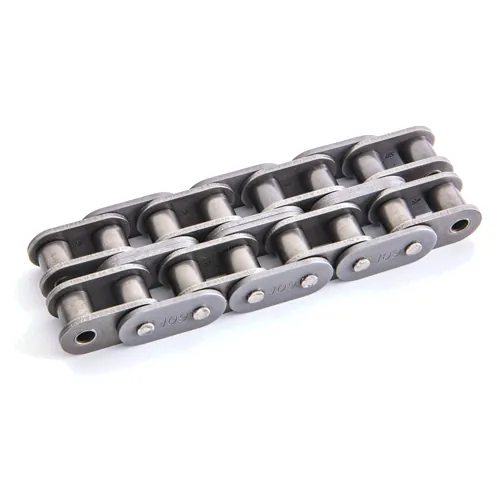 Straight-plate roller chain with flat, full-depth side bars